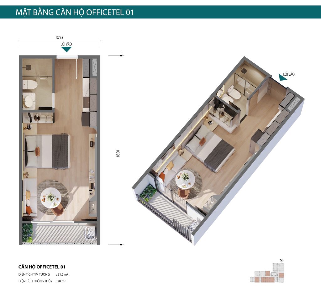 Thiết kế căn hộ Officetel Skyzen