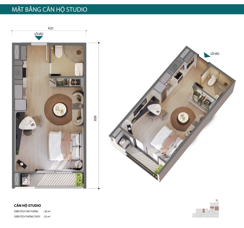 Thiết kế căn hộ Studio Skyzen